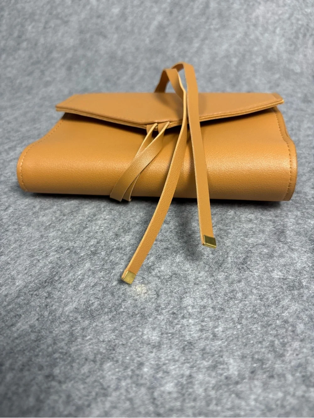 Glass Ladder & Co Camel Vegan Leather Travel Jewelry Organizer Roll